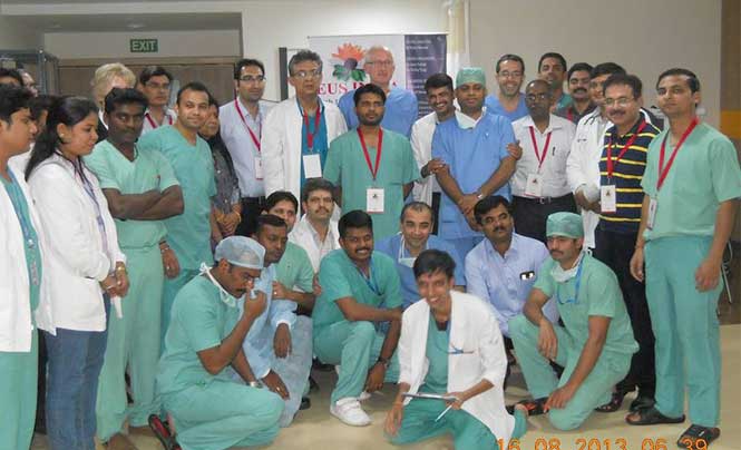 Dr. Malay Sharma with the team of paramedical staff
