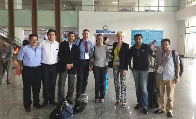 With the demonstrating faculty - Dr. Rajest Puri, Dr. Kaul (US), Dr. Andrian (Romania), Dr. Maria (Milan), Dr. Anand Sahai (Canada) and others
