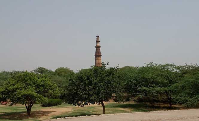 View of the Qutub Minar from Metcalf's follies